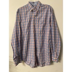IZOD Premium Essetials Shirt Men's S Long Sleeve Button Down Blue Pink Check‎